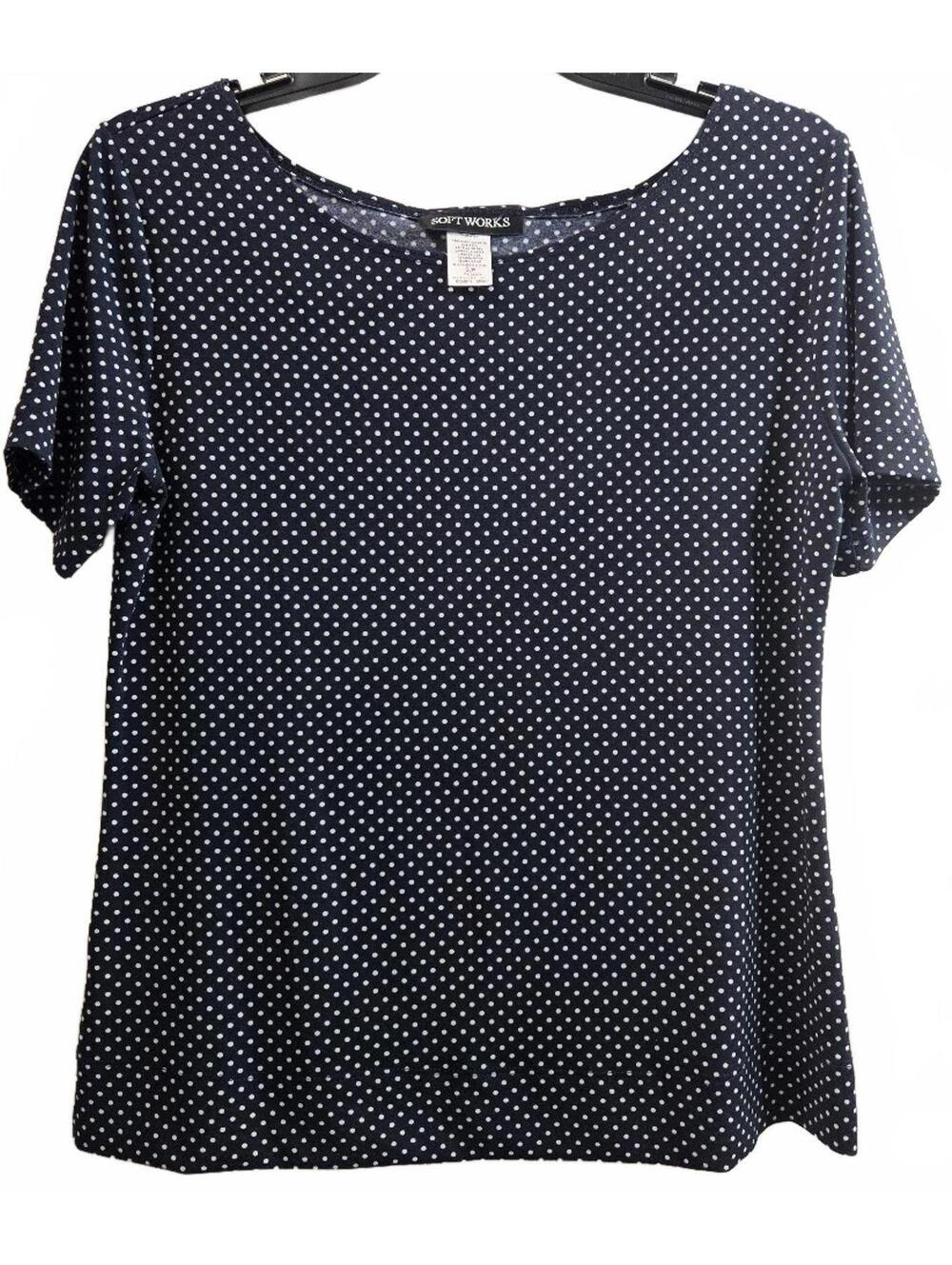 Soft Works Black Polka Dot Short Sleeve Top Size S
